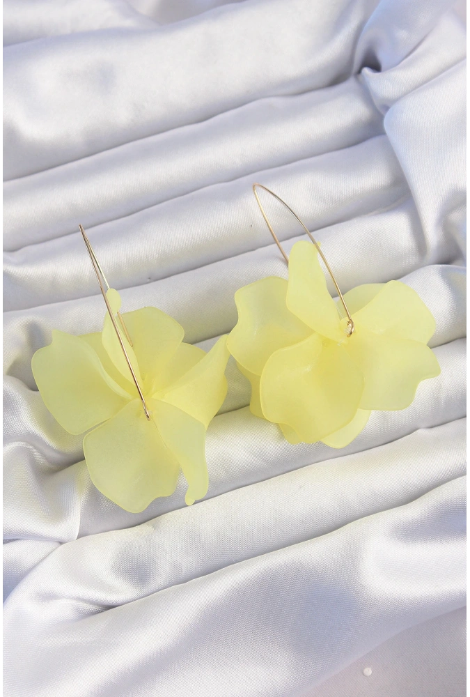 Shoecide Pirinç Sarı Renkli Flora Küpe