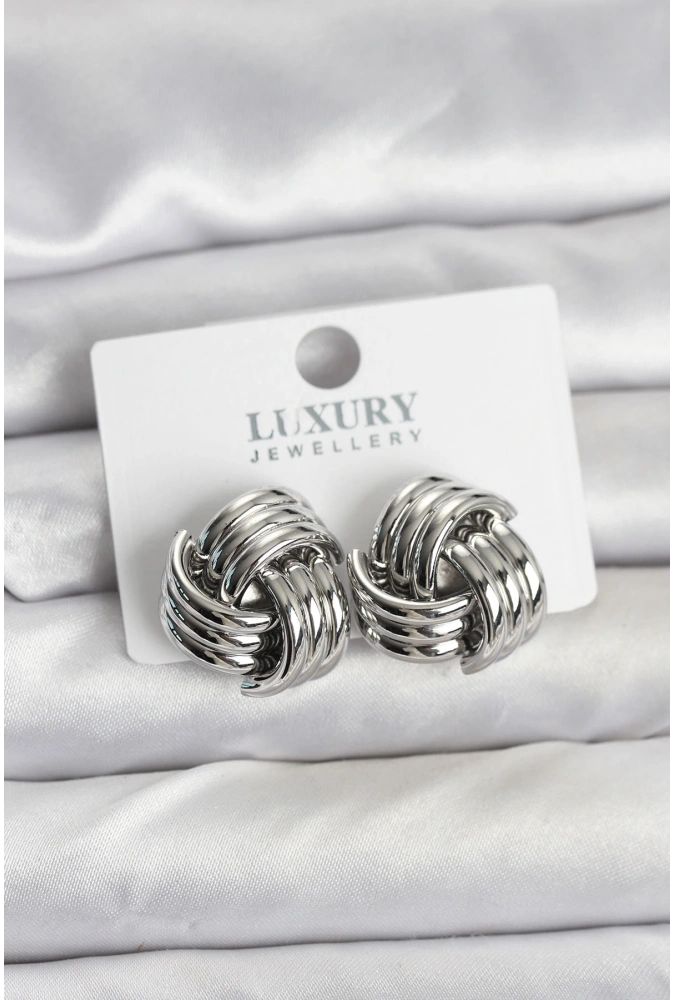 Shoecide Pirinç Sarmal Gümüş Renk Kadın Küpe