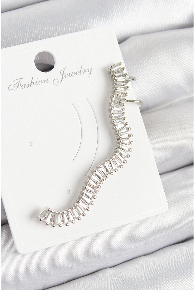 Shoecide Pirinç Su Yolu Model Gümüş Renk Sağ Kıkırdak Küpe