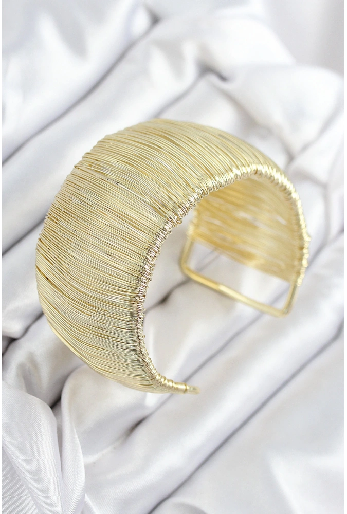 Shoecide Pirinç Tel Sarma Model Gold Renk Kadın Bileklilk