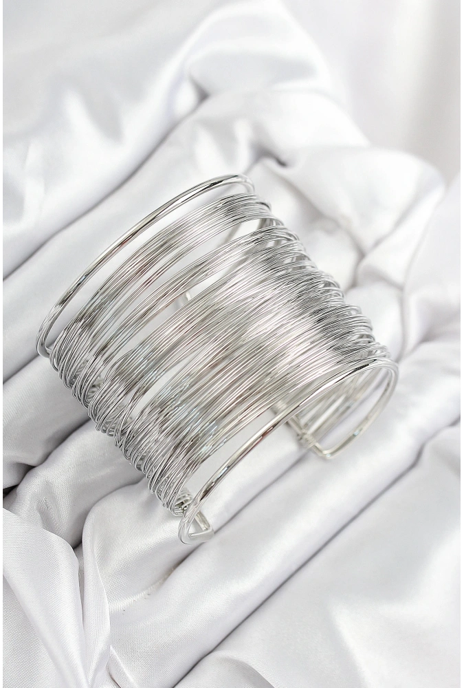 Shoecide Pirinç Tel Sarma Model Gümüş Renk Kadın Bileklilk