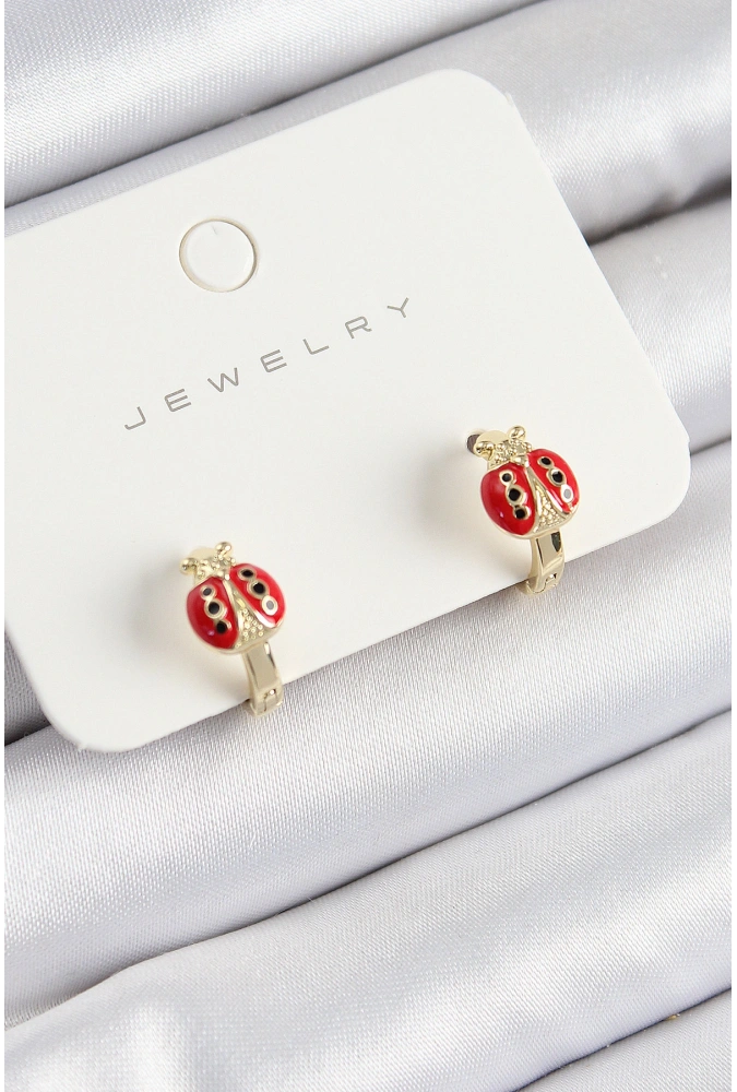 Shoecide Pirinç Uğur Böceği Model Gold Renk Çocuk Küpe