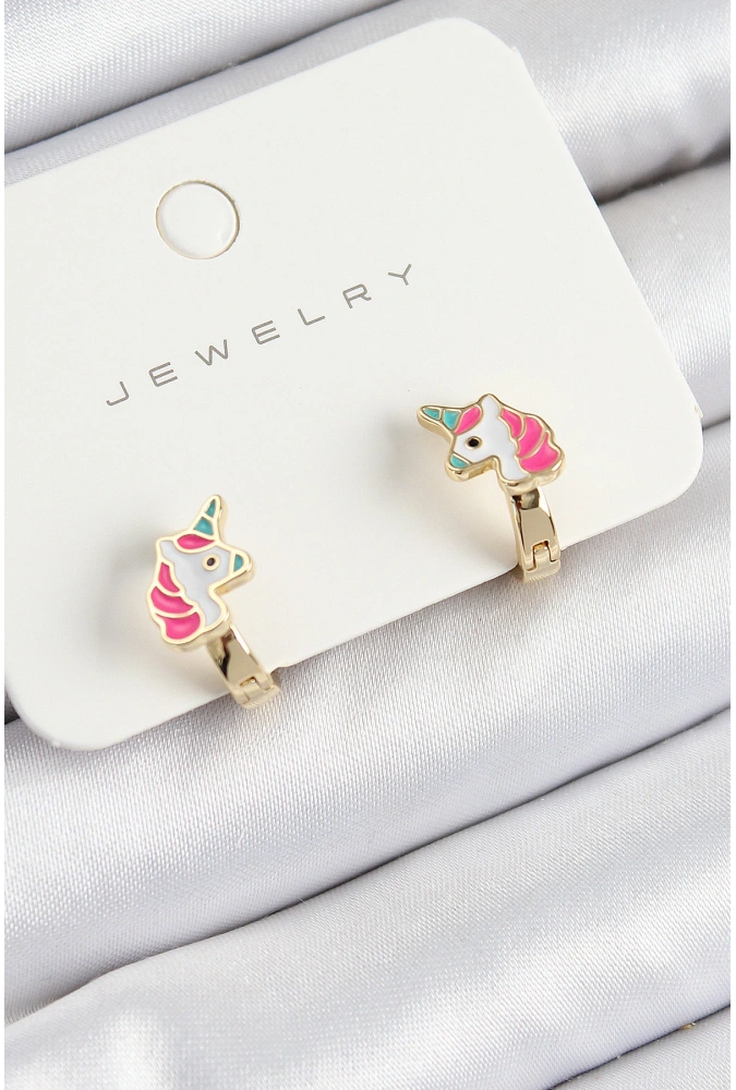 Shoecide Pirinç Unıcorn Model Gold Renk Çocuk Küpe