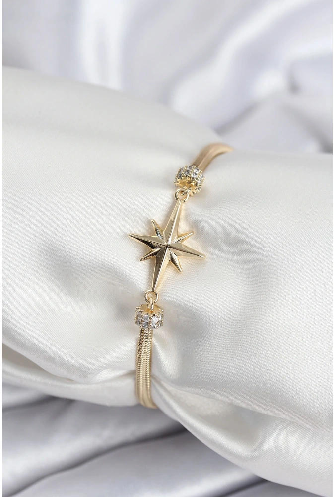 Shoecide Pirinç Vıp Seri Gold Renk Kutup Yıldızı Model Kadın Bileklik