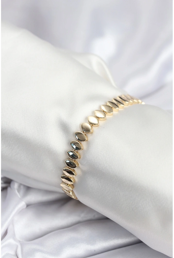 Shoecide Pirinç Vıp Seri Gold Renk Sıralı Arpa Model Kadın Bileklik