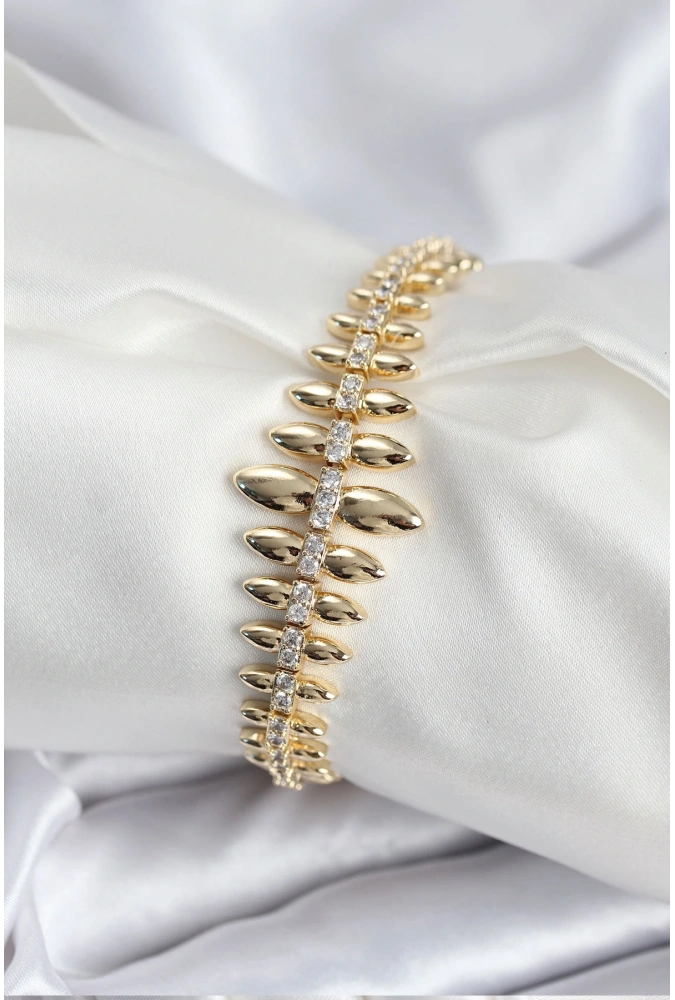 Shoecide Pirinç Vıp Seri Gold Renk Sıralı Damla Model Kadın Bileklik