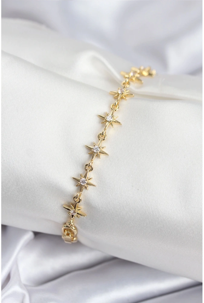 Shoecide Pirinç Vıp Seri Gold Renk Sıralı Kutup Yıldızı Kadın Bileklik