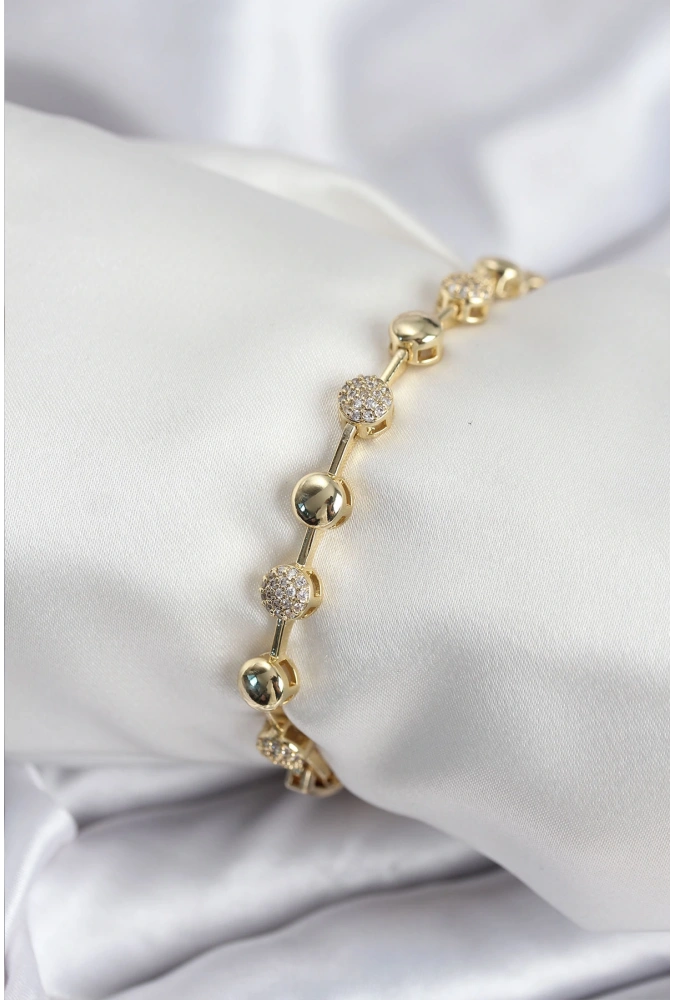 Shoecide Pirinç Vıp Seri Gold Renk Topçuk Model Kadın Bileklik