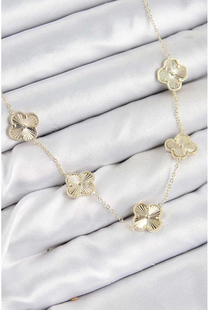 Shoecide Pirinç Vıp Yonca Model Gold Renk Kadın Kolye