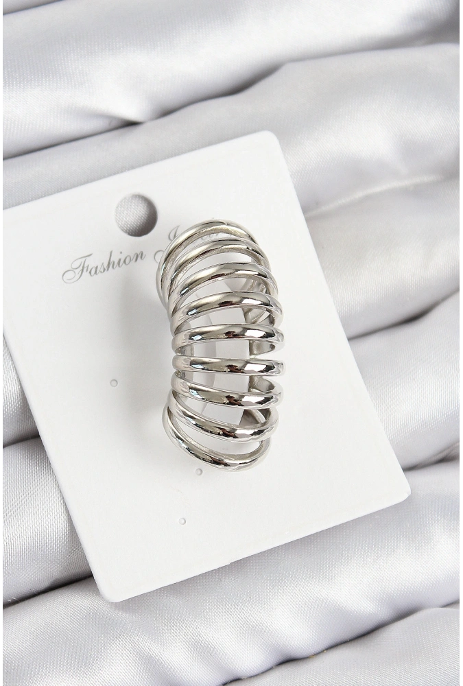 Shoecide Pirinç Yay Model Gümüş Renk Sağ Kıkırdak Küpe