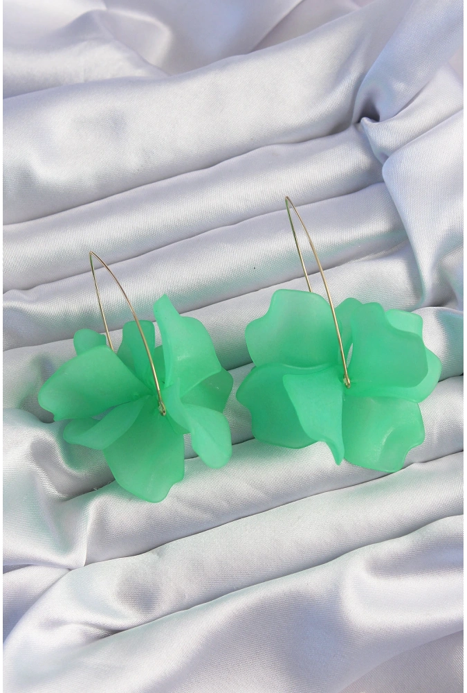 Shoecide Pirinç Yeşil Renkli Flora Küpe