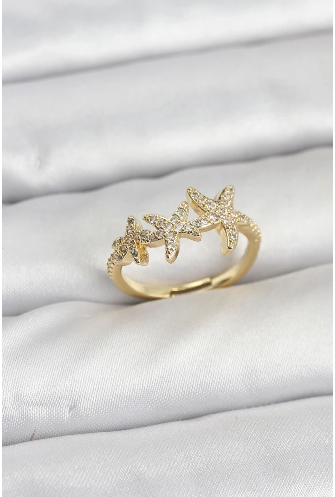 Shoecide Pirinç Yıldız Model Gold Renk Kadın Yüzük