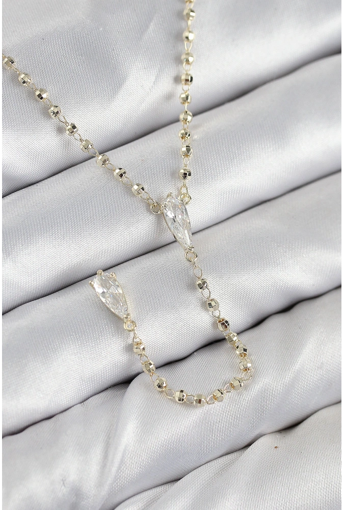 Shoecide Pirinç Zirkon Taşlı Gold Renk Kadın Y Kolye