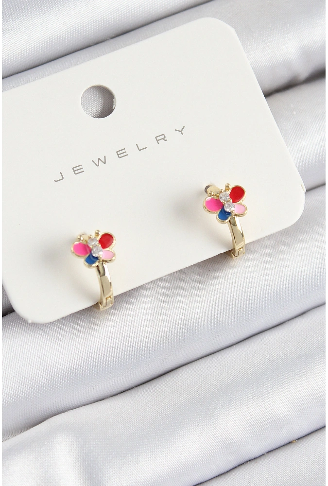 Shoecide Pirinç Zirkon Taşlı Kelebek Model Gold Renk Çocuk Küpe