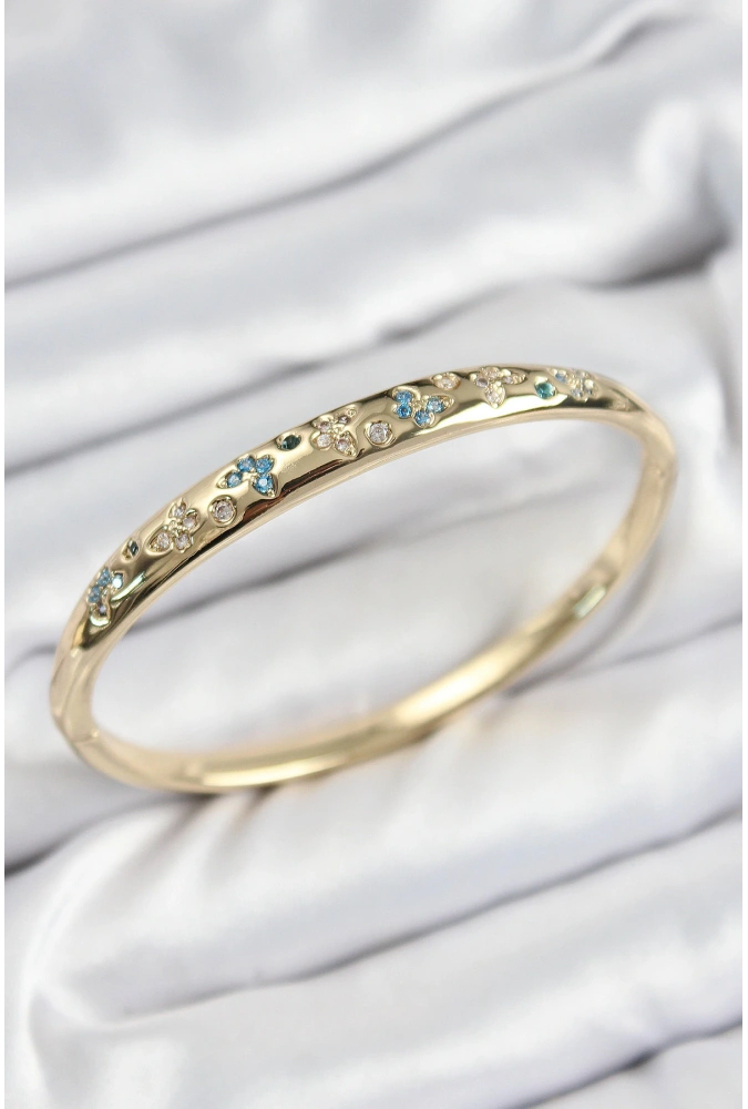 Shoecide Pirinç Zirkon Taşlı Kelebek Model Gold Renk Kadın Kelepçe