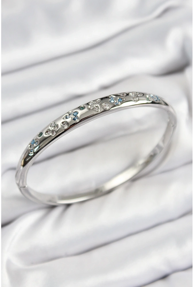 Shoecide Pirinç Zirkon Taşlı Kelebek Model Gümüş Renk Kadın Kelepçe