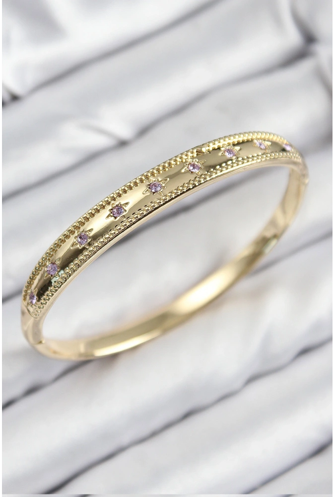 Shoecide Pirinç Zirkon Taşlı Kutup Yıldızı Model Gold Renk Kadın Kelepçe