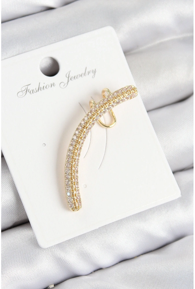 Shoecide Pirinç Zirkon Taşlı Model Gold Renk Sağ Kıkırdak Küpe