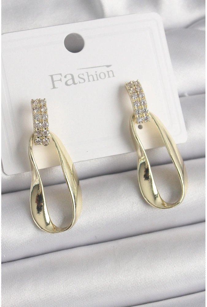 Shoecide Pirinç Zirkon Taşlı Sallantı Kadın Küpe