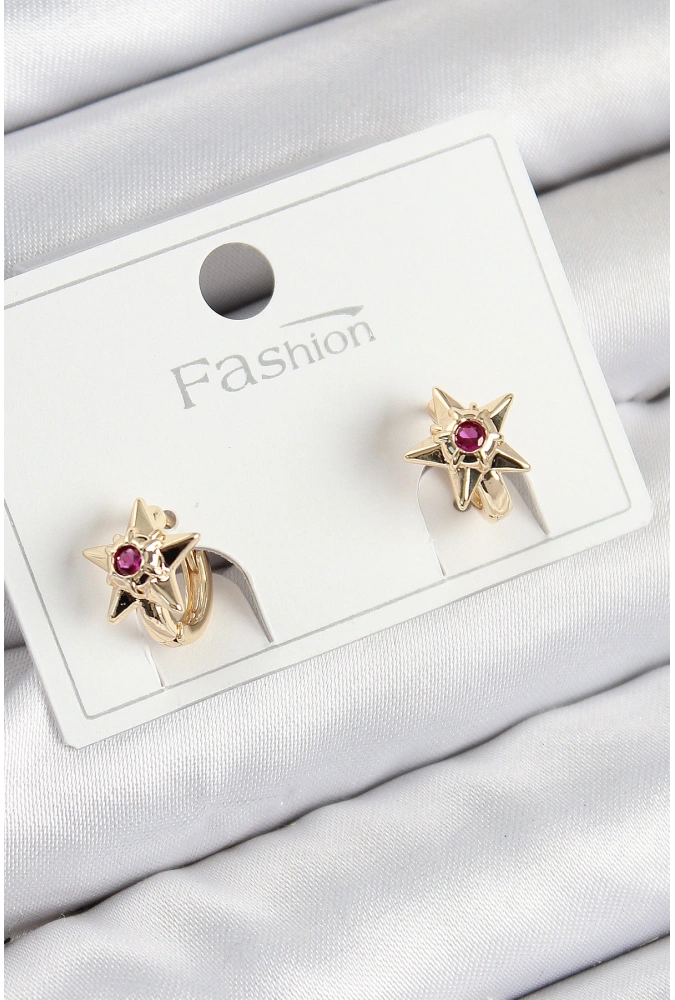 Shoecide Pirinç Zirkon Taşlı Yıldız Model Gold Renk Çocuk Küpe