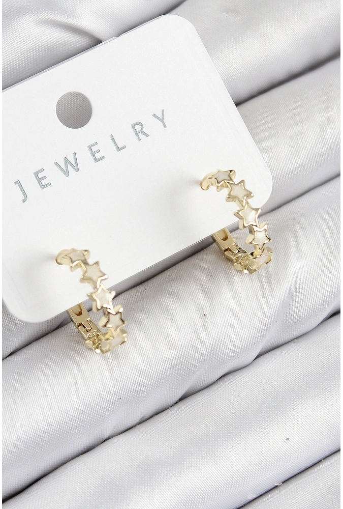 Shoecide Pirinç Zirkon Taşlı Yıldız Model Gold Renk Kadın Küpe