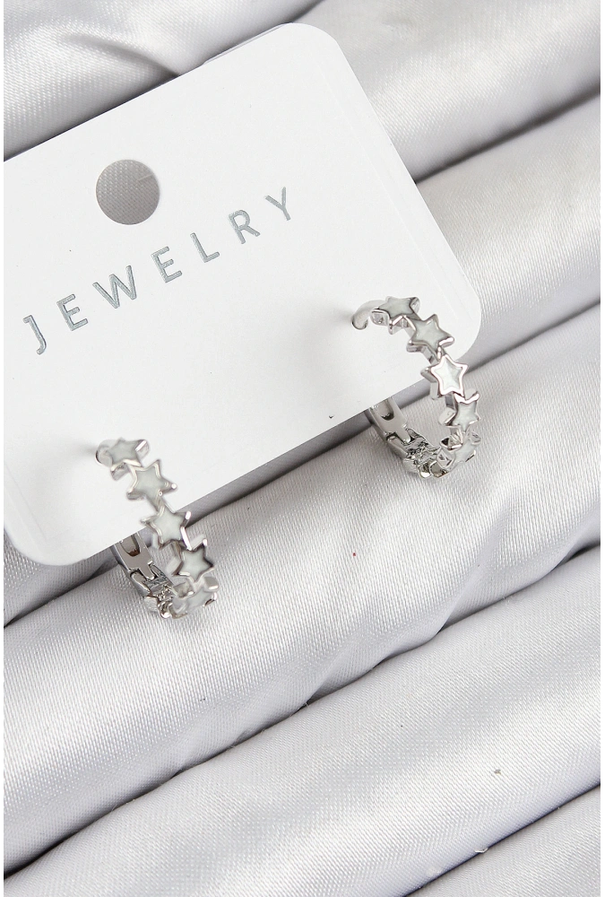 Shoecide Pirinç Zirkon Taşlı Yıldız Model Gümüş Renk Kadın Küpe