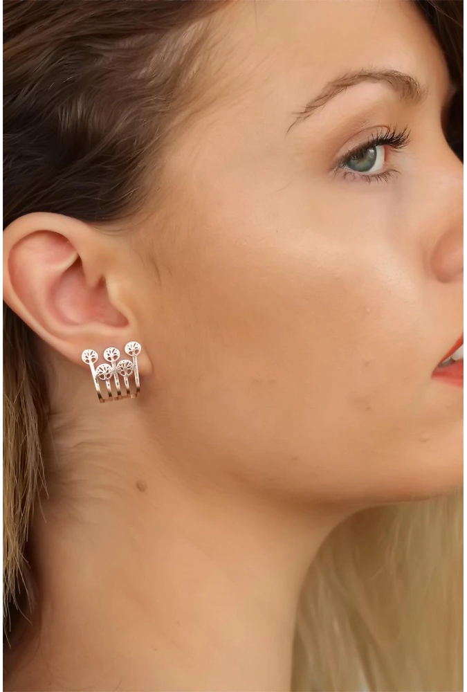 Shoecide Rose Renk Ağaçlı Bayan Küpe