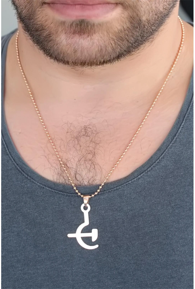 Shoecide Rose Renk Metal Orak Ve Balta Figürlü Erkek Kolye