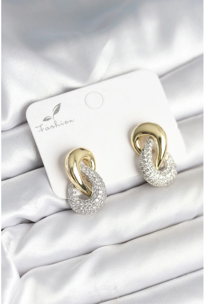 Shoecide Sarmal Model Gold Gümüş Renk Pirinç Kadın Küpe