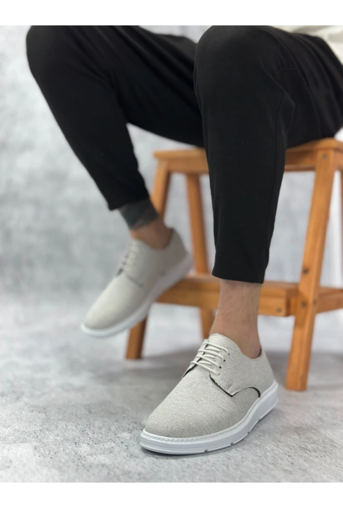 Shoecide Sb0003 Bağcıklı Klasik Spor Keten Beyaz Taban Casual Erkek Ayakkabı