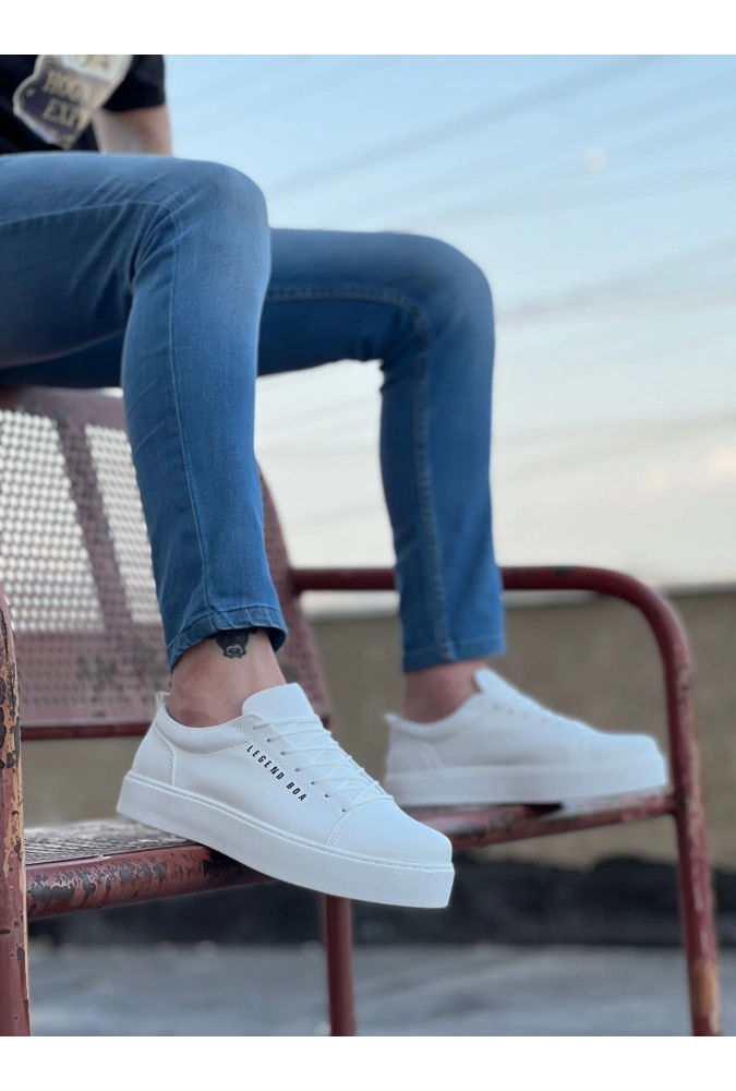 Shoecide Sb0104 Bağcıklı Beyaz Cilt Deri Spor Klasik Erkek Ayakkabı