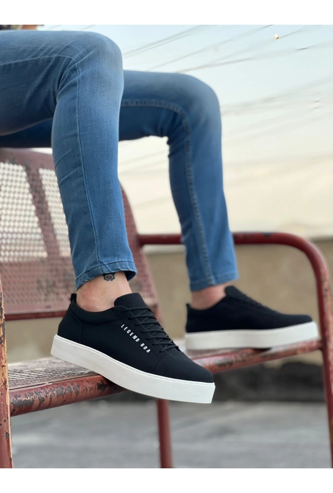 Shoecide Sb0104 Bağcıklı  Nubuk Spor Klasik Siyah Erkek Ayakkabı