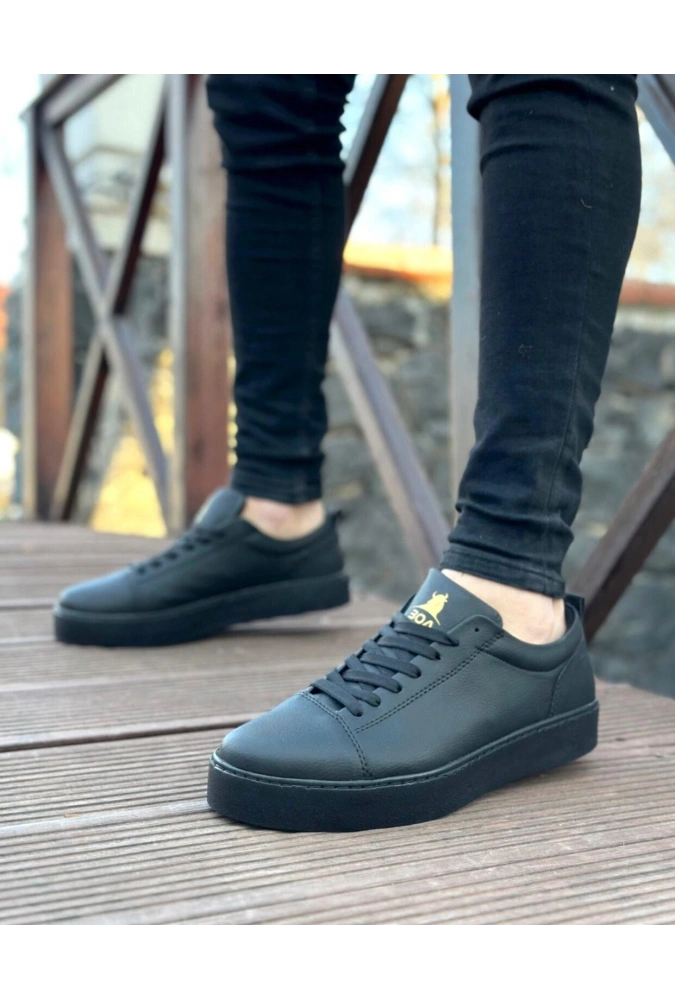 Shoecide Sb0104 Bağcıklı Siyah Cilt  Spor Klasik Erkek Ayakkabı