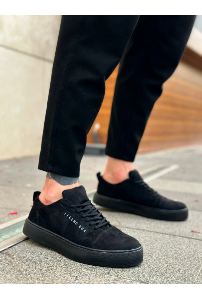 Shoecide Sb0104 Bağcıklı Siyah Süet Spor Klasik Erkek Ayakkabı