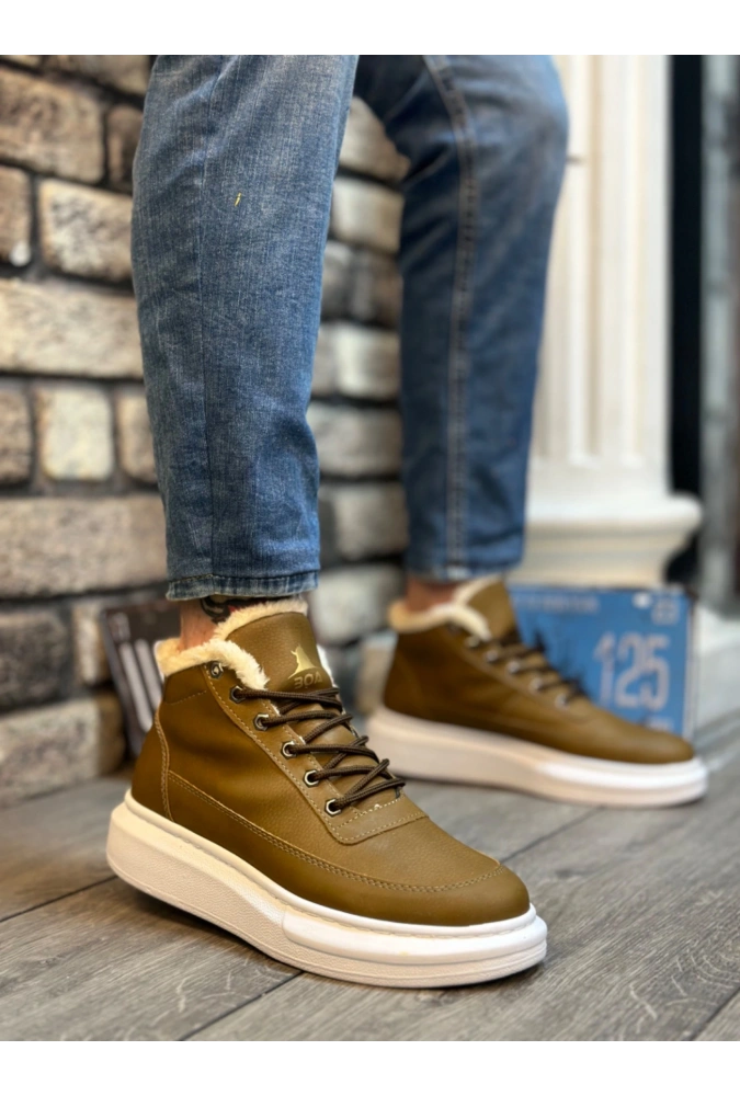 Shoecide Sb0151 İçi Kürklü Bağcıklı Vizon Erkek Tarz Spor Bot