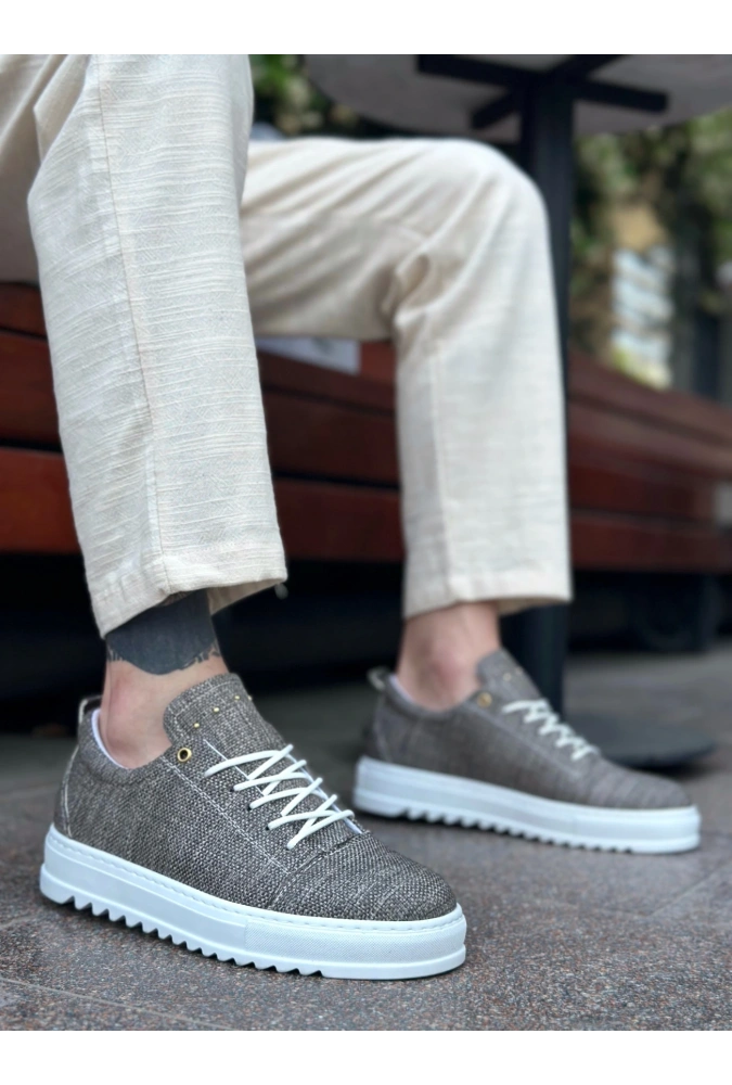 Shoecide Sb0152 Bağcıklı Yüksek Taban Kahve Kırçıllı Erkek Ayakkabı