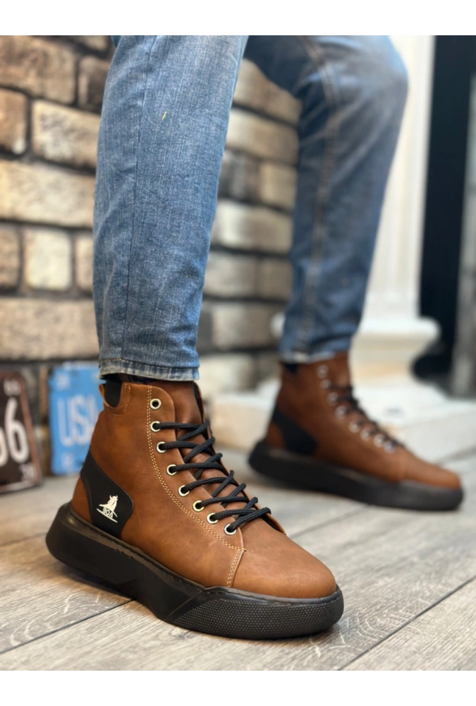 Shoecide Sb0155 Bağcıklı Erkek Yüksek Taban Taba Spor Bot