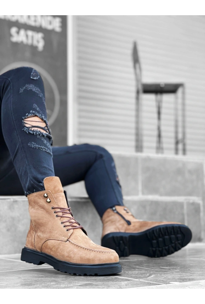 Shoecide Sb0212 İçi Dışı Hakiki Nubuk Deri Taba Erkek Bot