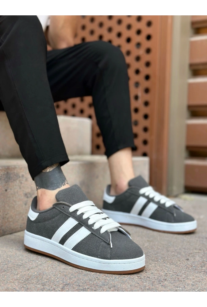 Shoecide Sb0235 Boa İki Çizgili Füme Erkek Günlük Ayakkabı