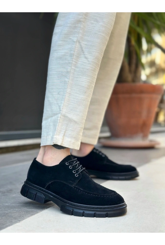 Shoecide Sb0237 Bağcıklı Klasik Siyah Taban  Süet Casual Erkek Ayakkabı