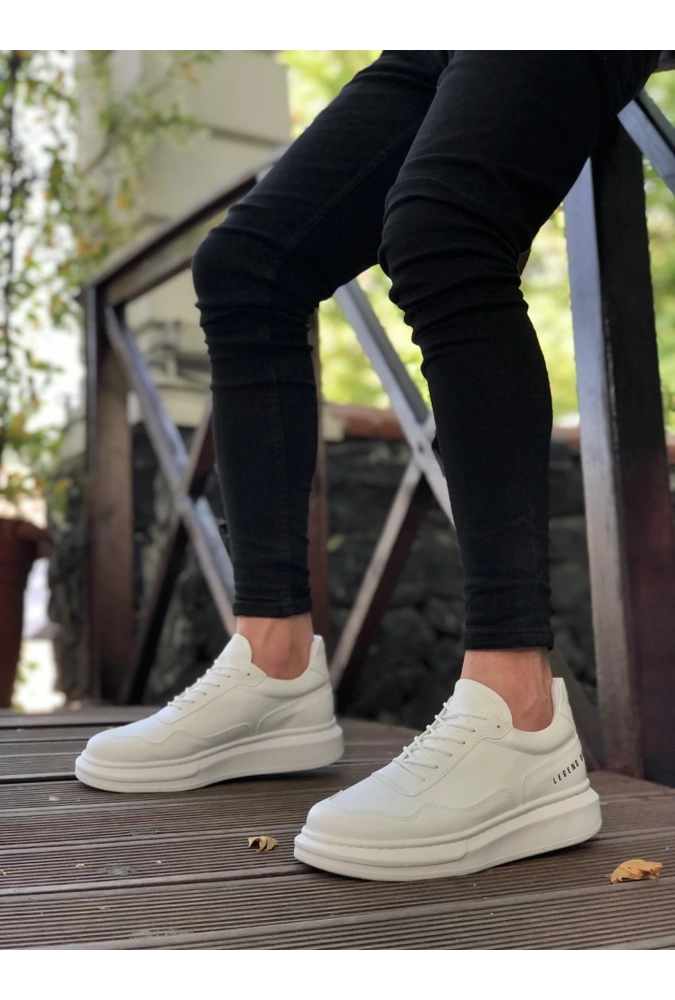 Shoecide Sb0238 Boa Yüksek Taban Beyaz Bağcıklı Erkek Ayakkabı