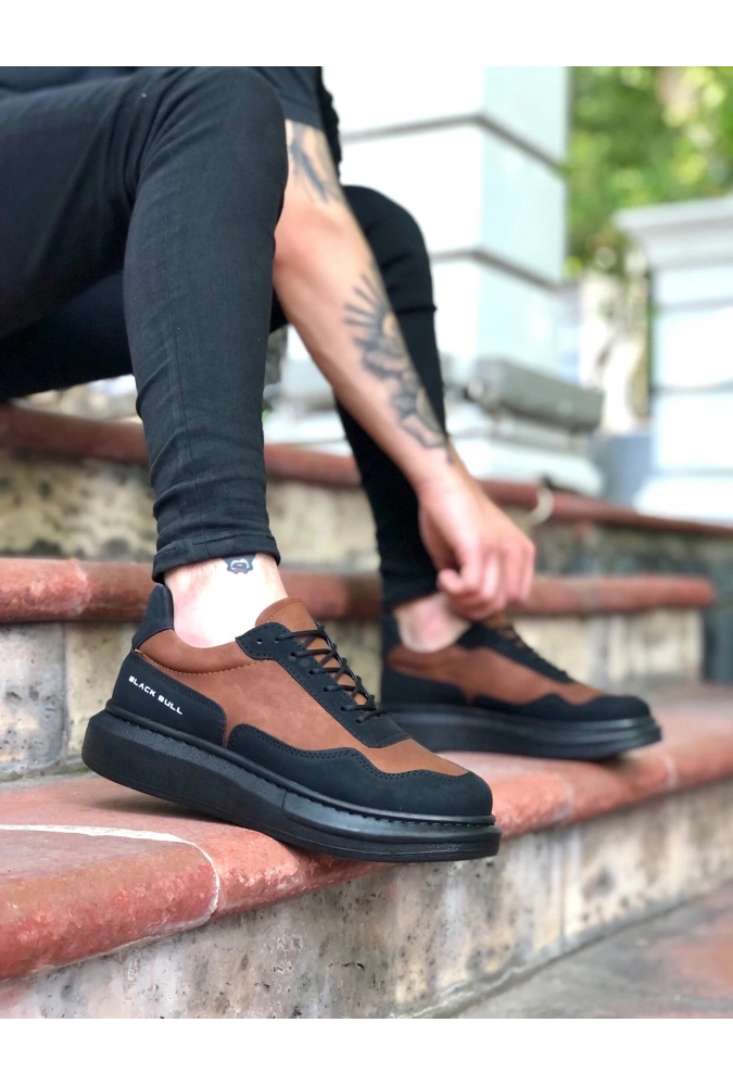 Shoecide Sb0238 Boa Yüksek Taban Taba Siyah Bağcıklı Erkek Ayakkabı