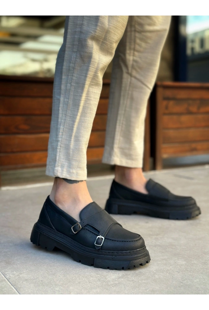 Shoecide Sb0242 Tokalı Klasik Yüksek Siyah Taban Erkek Ayakkabı