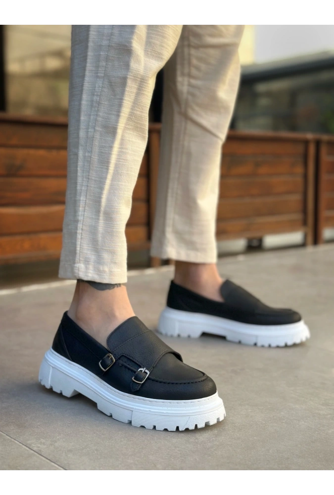 Shoecide Sb0242 Tokalı Klasik Yüksek Taban Siyah Erkek Ayakkabı