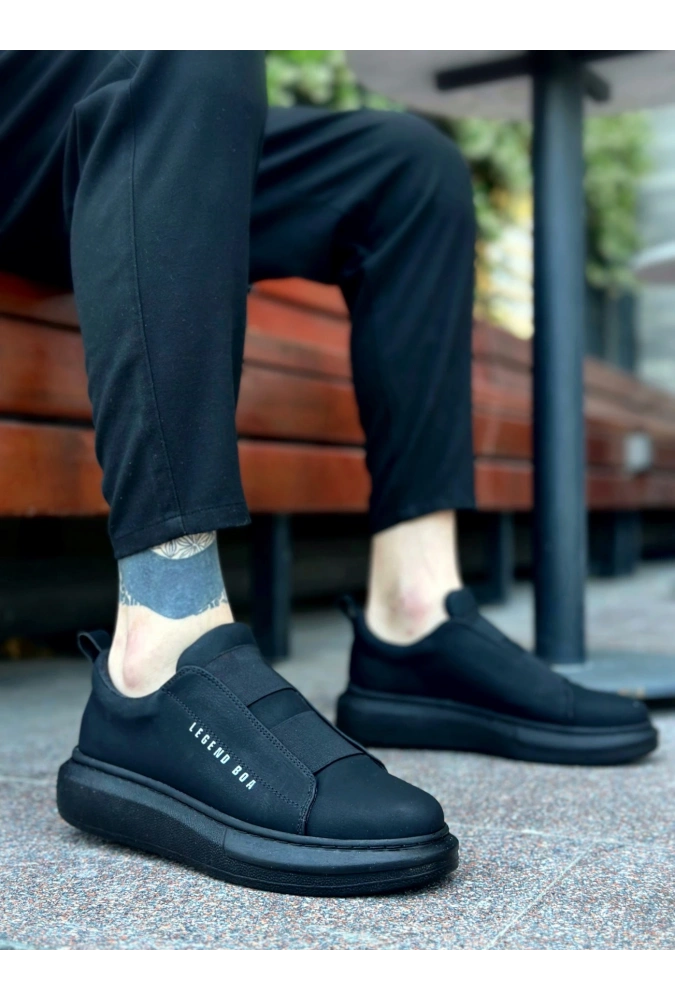 Shoecide Sb0307 Boa Kalın Yüksek Taban Çift Bant Siyah Erkek Ayakkabı