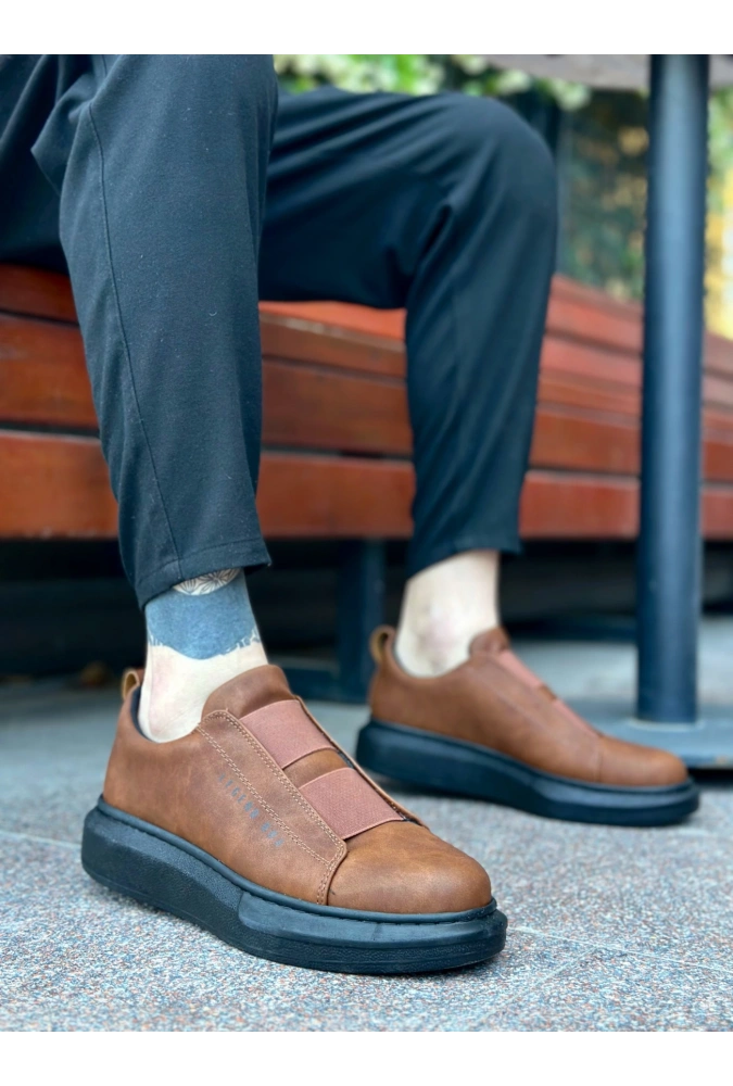 Shoecide Sb0307 Boa Kalın Yüksek Taban Çift Bant Taba Siyah Erkek Ayakkabı