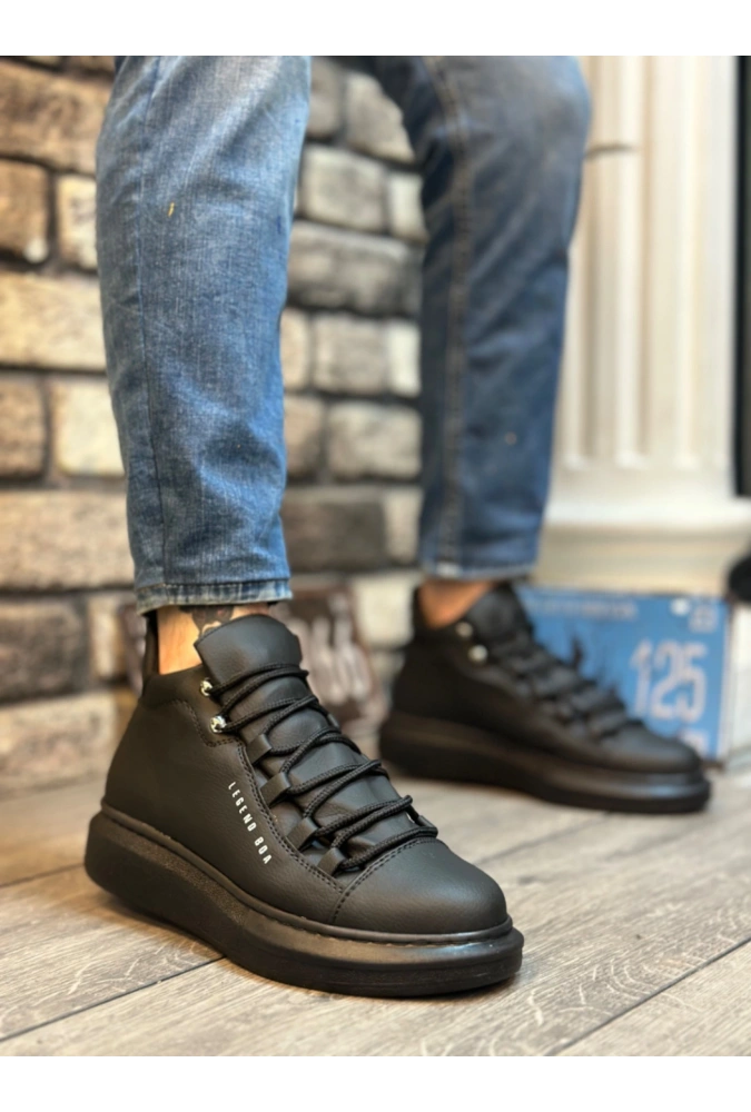 Shoecide Sb0312 Bağcıklı Yüksek Siyah Taban Erkek Tarz Spor Bot