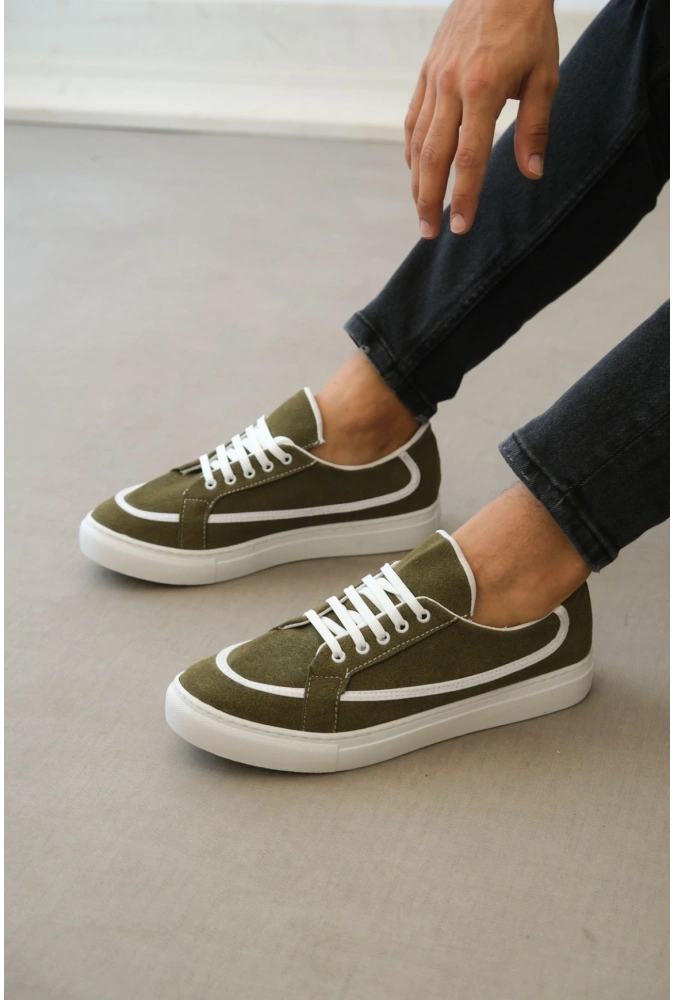 Shoecide Sb0351 Boa Bağcıklı Deri Tozu Günlük Yeşil Renk Spor Ayakkabı