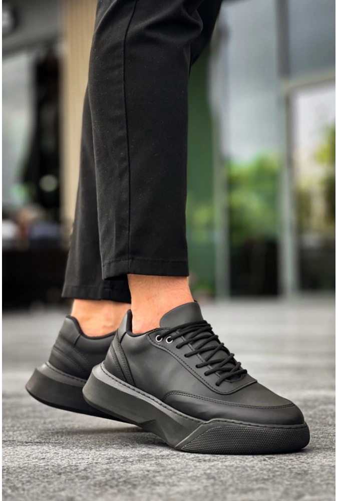 Shoecide Sb0354 Günlük  Bağcıklı Erkek  Siyah Yüksek  Taban Spor Ayakkabı