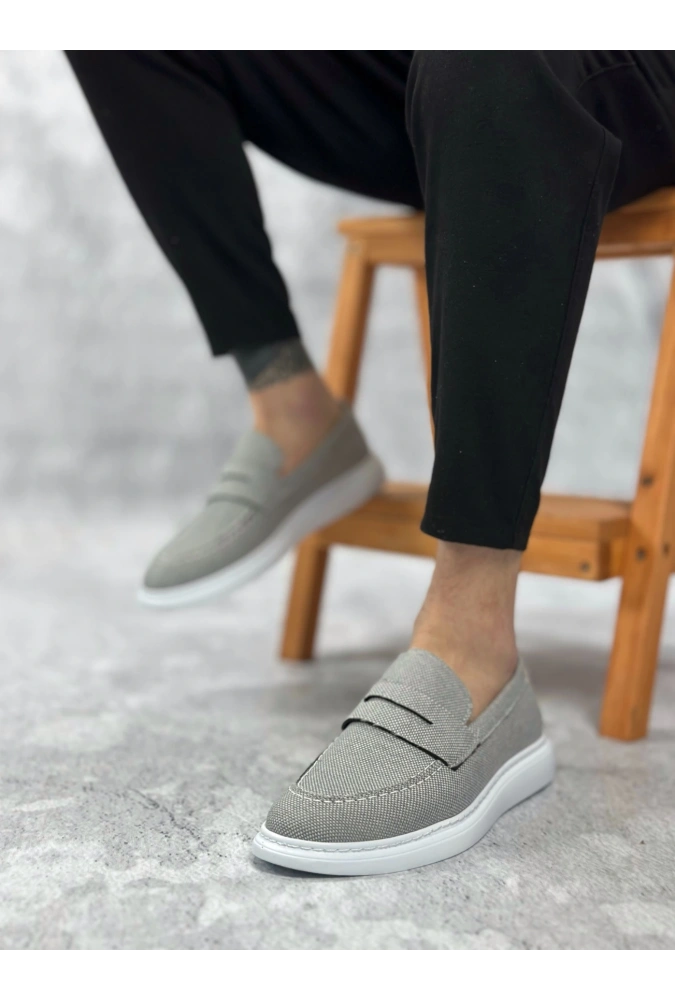 Shoecide Sb0355 Bağcıksız Keten Füme Klasik Corcik Erkek Ayakkabı